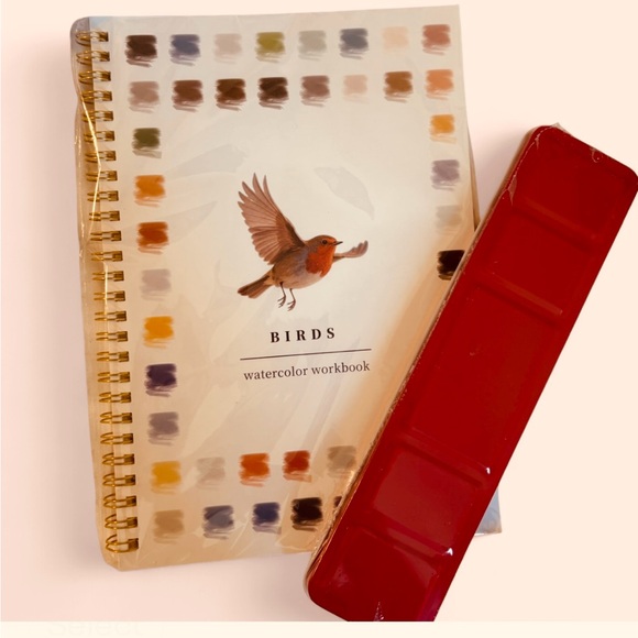 Birds Watercolor Workbook with Red Paint Set - Picture 1 of 4